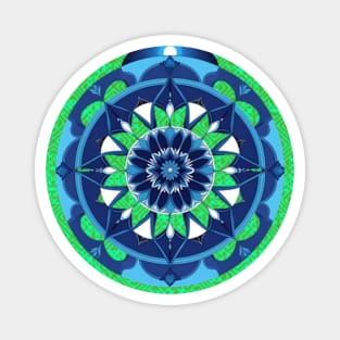 Sacred Flowers, Woven Stories – Green Hmong Tribal Pattern Magnet